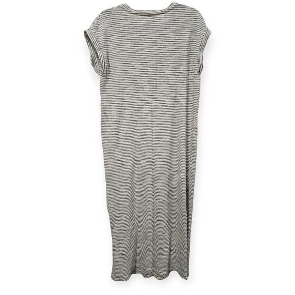 CLOTH & STONE Anthropologie Size L Midi Dress Riley Gray White Striped Slit Tee - Picture 2 of 4